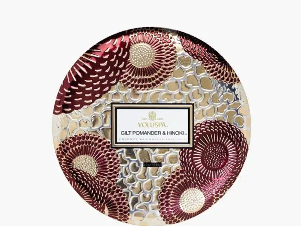 Gilt Pomander & Hinoki 3 Wick Tin Candle